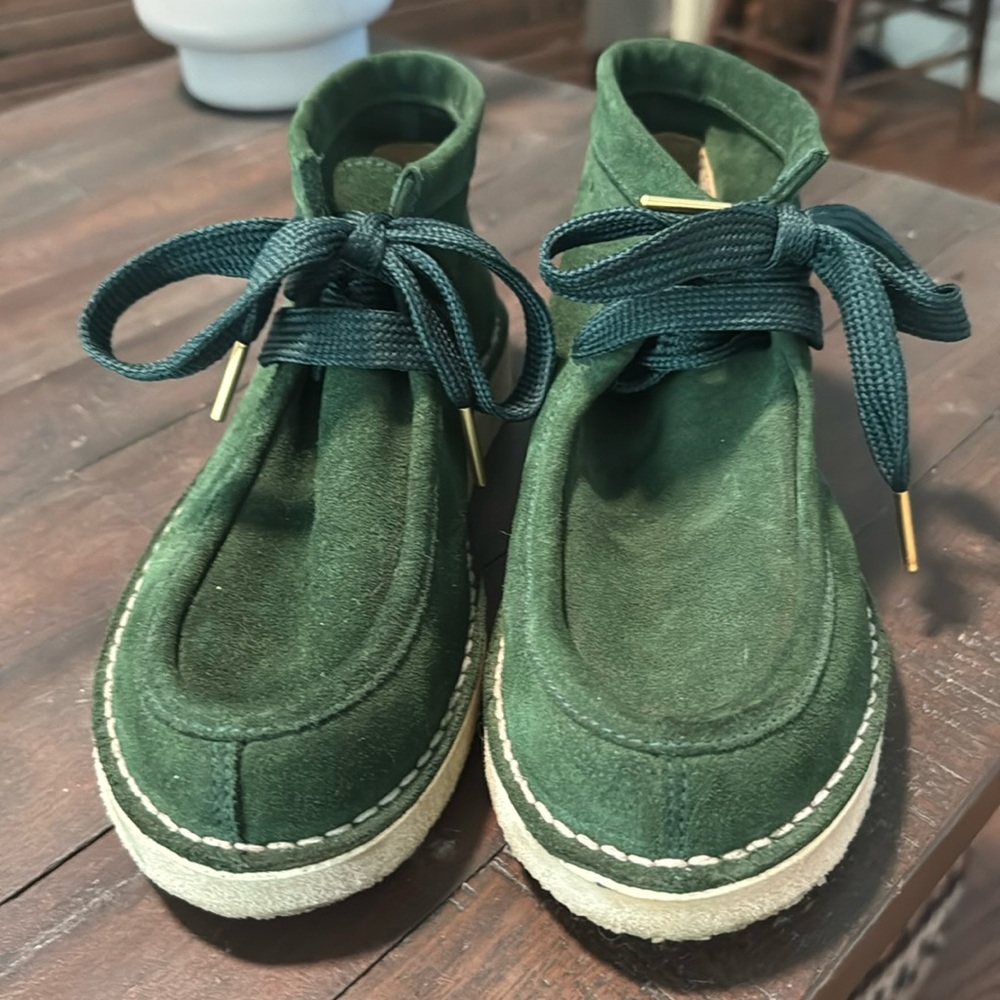 Free People Ashton emerald green Suede Lace Up Ankle Boots Sz 39